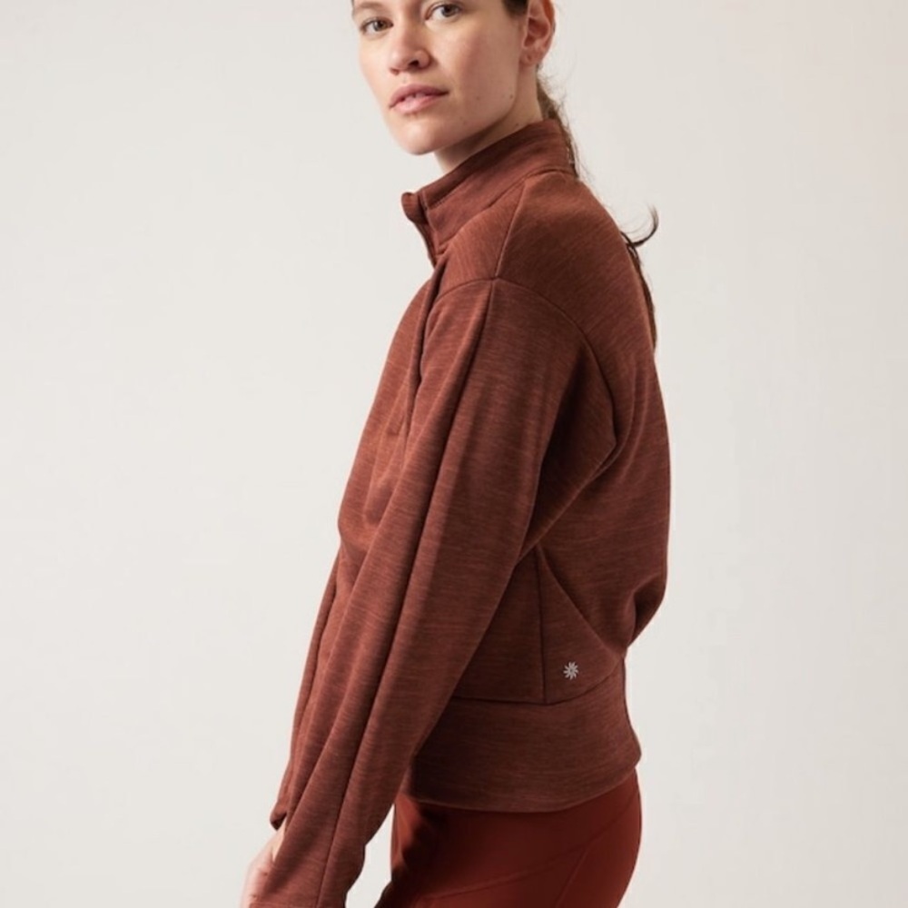 Athleta Altitude Polartec Half Zip Sweatshirt Mahogany Brown XXS - Picture 3 of 12